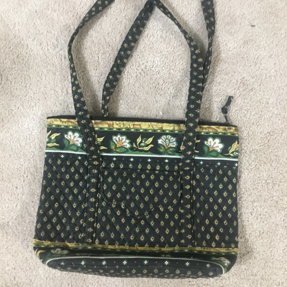 Vera Bradley Black Green Gold Tote Purse